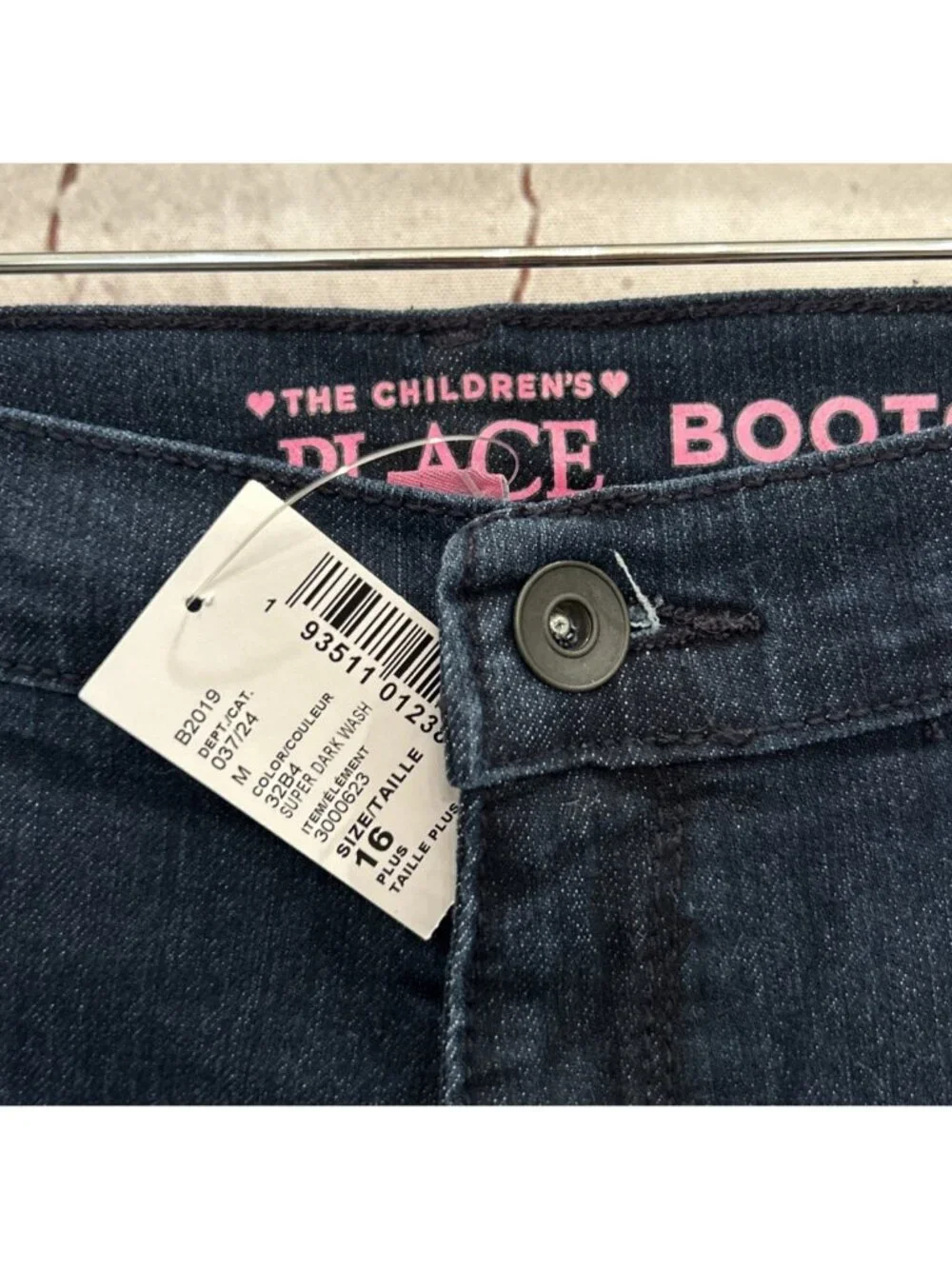 THE CHILDREN'S PLACE Girls Jeans BOOTCUT Super Dark Wash Denim Size 16 PLUS NEW